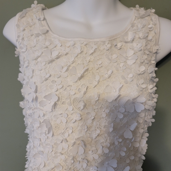 Nina Leonard Sz XL White Lacy Floral Embellished Stretch Dress. - Picture 8 of 16